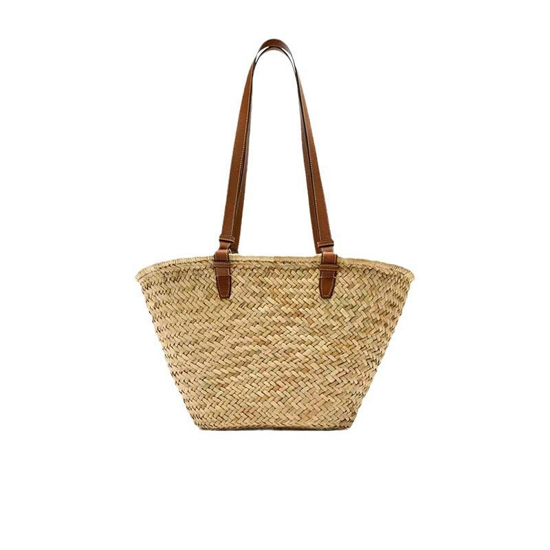 Simple Shoulder Straw Bag Large Capacity Straw Bag Woven Bag Vacation Beach Bag Natural Grass Women Bag EaseWoven