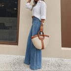 Spring Summer Retro Washed Wide Leg Jeans Loose Slimming High Jeans for Women Cisco