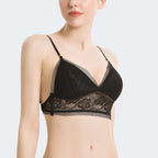 Bralette francés sexy en forma de U, ropa interior de belleza para mujer, sujetador fino inalámbrico, invisible, sin espalda, con encaje, copa triangular, sujetador de verano