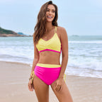Swimsuit Solid Color Stitching Lace Cross Bag Swimsuit Women Split Bikini