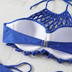 Solid Color Mesh Hollow Out Cutout out Sexy Low Waist Bikini Split Swimsuit Bikini Thunder