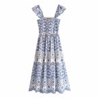 Women Hollow Out Cutout Embroidered Strap Dress HANDINHAND