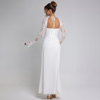 Autumn Women Wear Low Cut Self Tie Lace Slim Fit Slit Sexy Dress