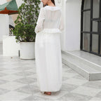 Solid Color Sexy See through Lace up Beach Cover up Bikini Swimsuit Cardigan Women Mangar