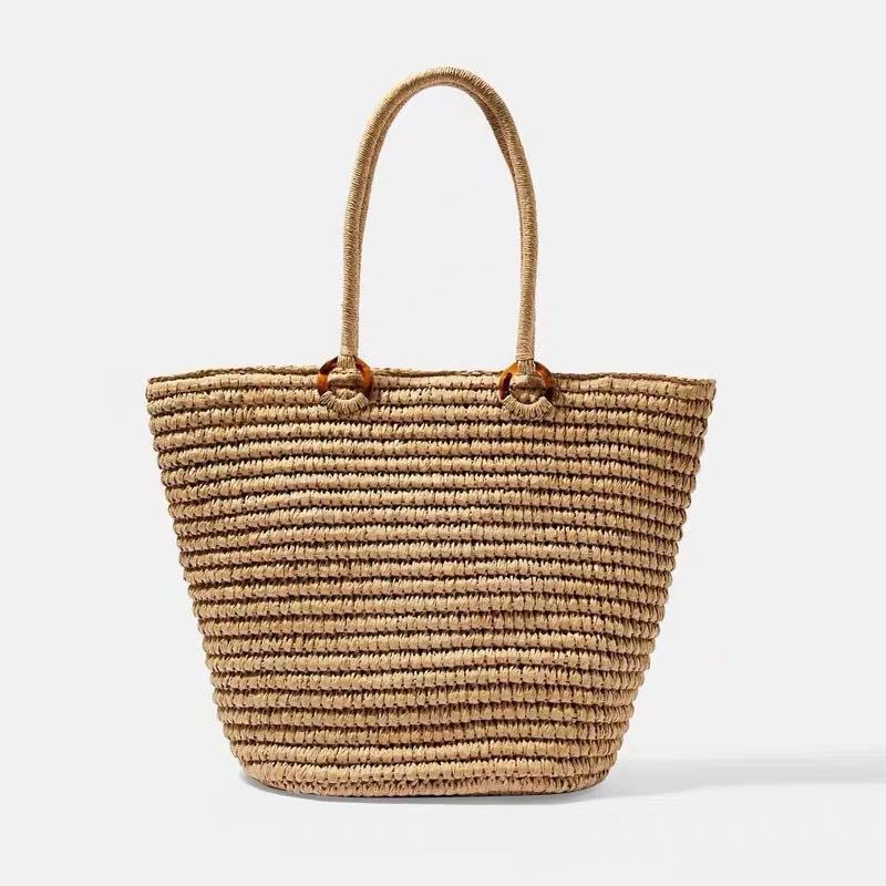 Sac en paille, sac bandoulière simple et portable, grande capacité, sac femme, sac de plage pour vacances d'été, sac tissé 