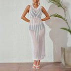 Beach Dress Women Solid Color Sexy Knitted Beach Bikini Swimsuit Blouse Sun Protective Clothing Mangar