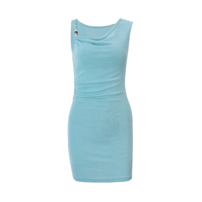Women Clothing Summer Sexy Vacation Solid Color Slim Hip Dress