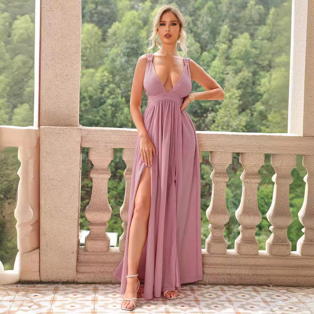Women Summer Solid Color Maxi Dress PartyPart