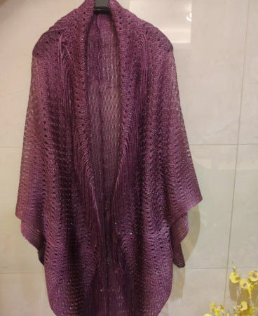 Toalla plana popular Talma con mangas divididas, chal para vacaciones, playa, protección solar, ropa con borlas