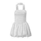 Vestido tubo sexy francés de otoño para mujer, vestido corto ajustado con cintura abullonada y lazo.