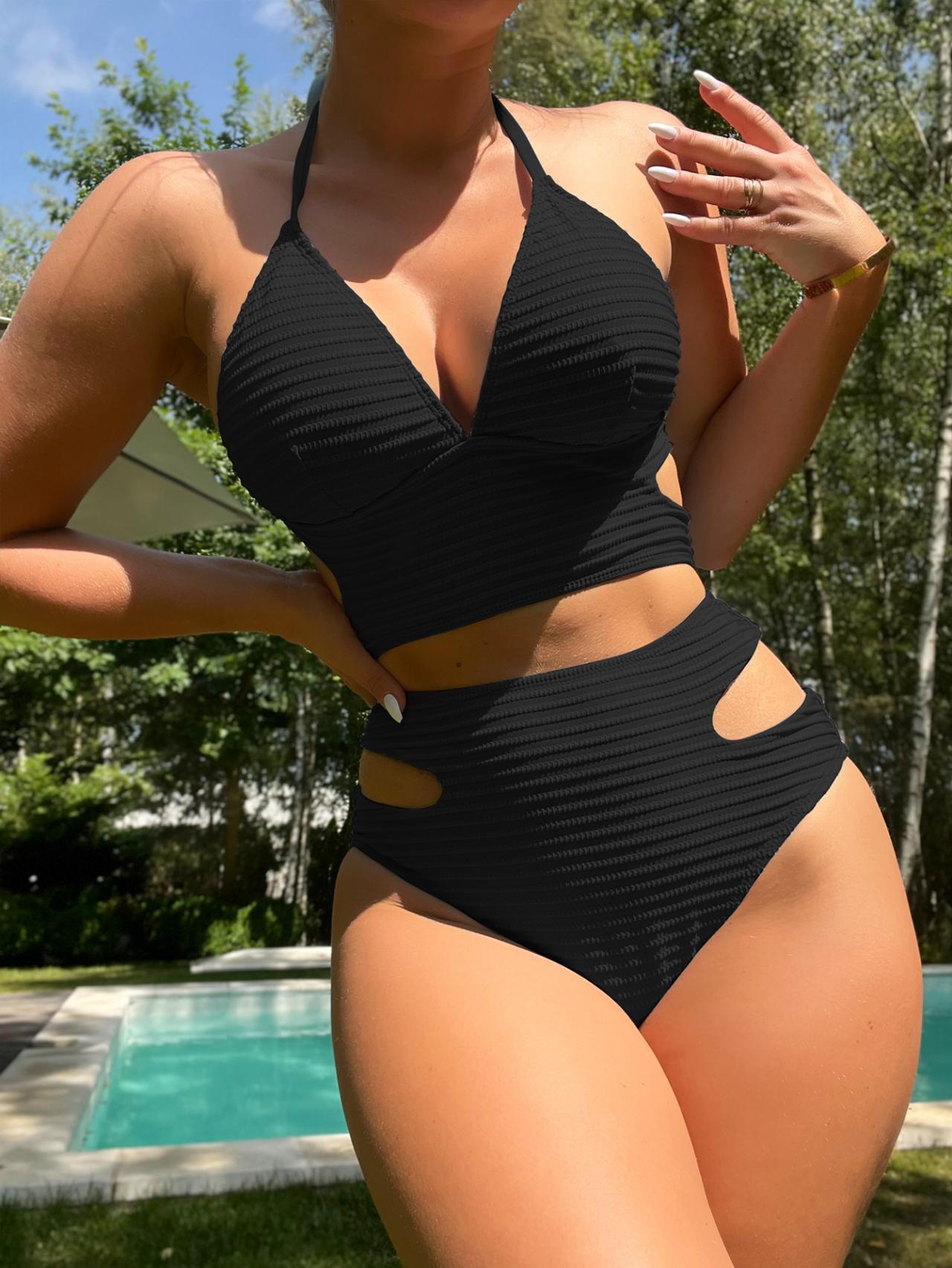 Traje de baño Bikini sexy con almohadilla para el pecho Traje de baño Fission para mujer Bikini de cintura alta