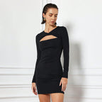 Vestido elegante francés para mujer, otoño-invierno, cintura alta, corte A, ajustado, adelgazante.