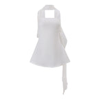 Women Clothing Autumn French Sexy Wind Ribbon Tube Top Solid Color Dress for Women Burgatti