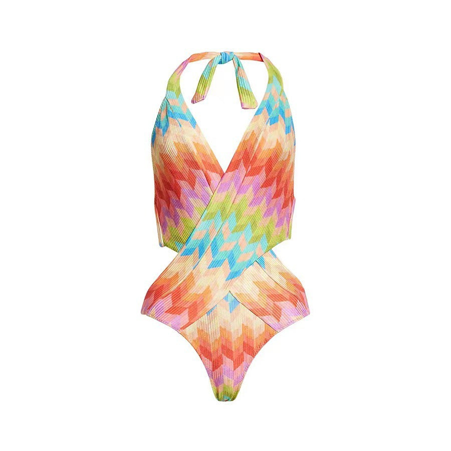Conjunto de bikini sexy con falda de hilo que cubre el vientre para playa