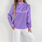 Chemise d'été en satin pour femme, haut léger et transparent en satin.