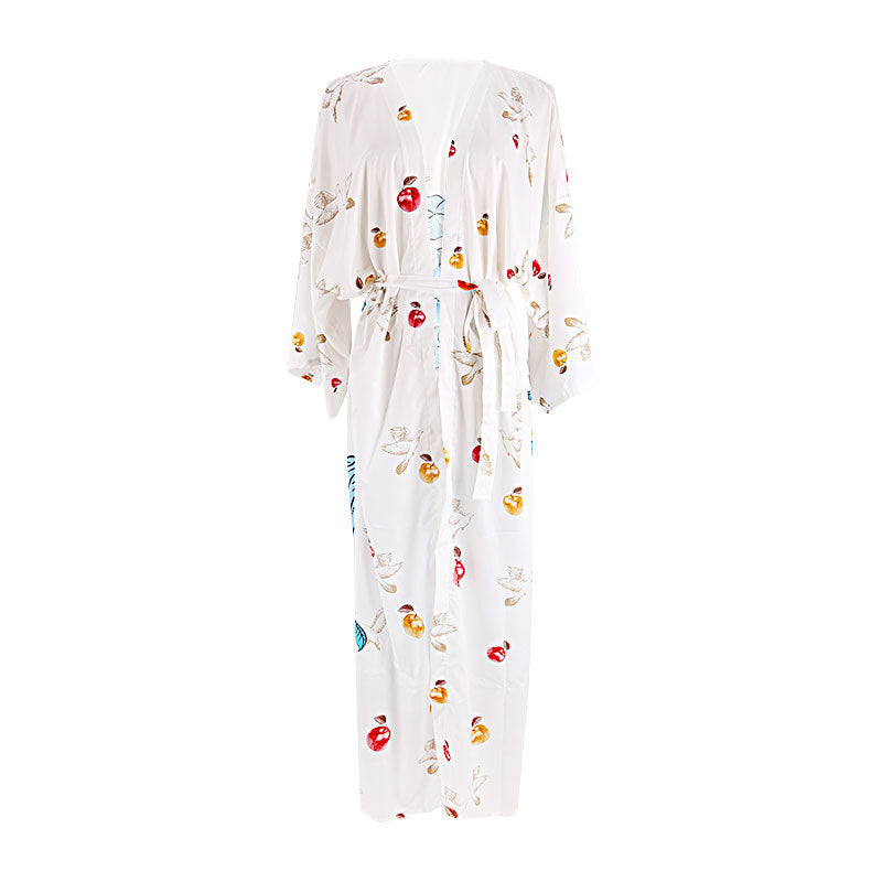Cárdigan largo de poliéster estampado con protección solar para mujer, traje de baño exterior para playa, abrigo de playa para vacaciones.