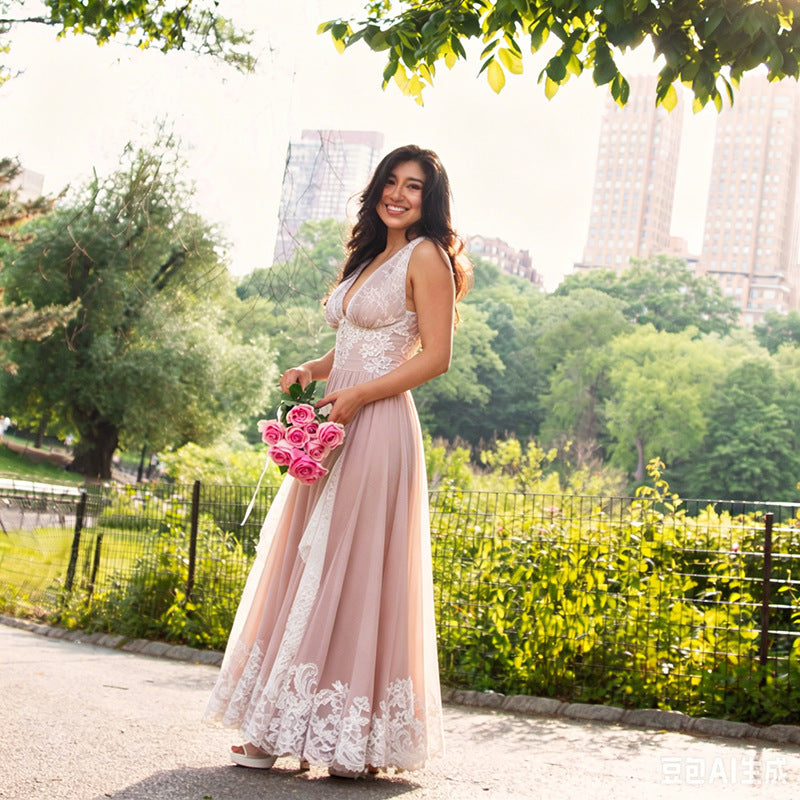 Elegant Lady Maxi Dress Summer Lace Waist High Grade Slim Dress Women Sailfish