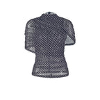 Colorblock Women Clothing Personality Street Polka Dot T shirt Turtleneck Short Sleeve Waist Controlled Summer Top Kinci