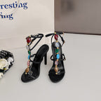 Summer 11cm Stiletto Heels Pearl Open Toe Ankle Strap Buckle Sandals Women Sexy MerryHue
