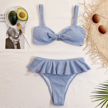 Maillot de bain simple à volants en tricot pour femme