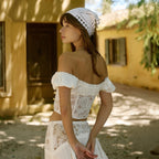 Spring Lace Stitching Lace Waist Controlled Top Women High Waist Sexy Lace up Skirt Beach Vacation Set Mangar