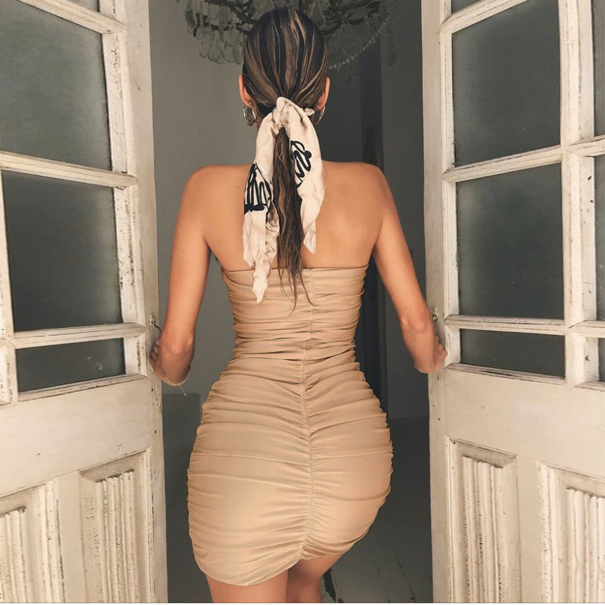 Spring Summer Women Clothing Sexy Tube Top Nightclub Ruffle Hip Dress Zaya