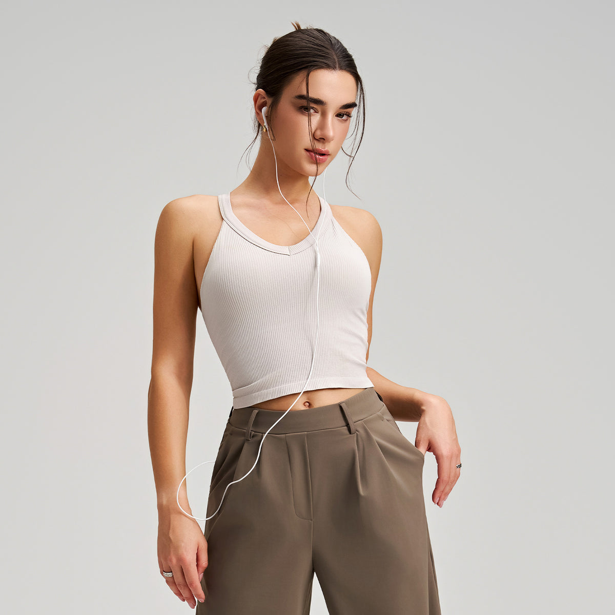Antibacterial Cool Feeling Yoga Vest I Shaped Fixed Cup Sports Underwear Deodorant Breast Holding Cropped Exposed Sports Bra(Runs Small) Ruiesf