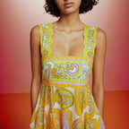 Summer Sexy Sling Printed High Waist Big Swing Dress Women XINXI