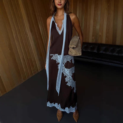 Women Spring Summer Satin Stitching Sleeveless Casual Loose Skirt Set Oyrina