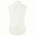 French Casual Cotton Linen Sleeveless Shirt Women Summer Collared Double Pocket Loose Shirt Vacation Top CONY