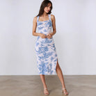 Summer Fresh Maxi Dress Square Collar Slimming Side Slit Sling Dress George