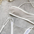 Halter Strap Solid Color Tube Top Low Waist Bikini Sexy Backless Briefs Split Swimsuit Women Thunder