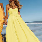 Women Tube Top Dress Summer Yellow Small Sleeveless Elegant Elegant Sexy Dress Yiskiss