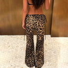 Summer Women Clothing Sexy Low Waist Leopard Print Slim Fit Wide Leg Pants for Women YIMAIL