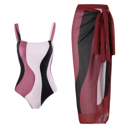 Traje de baño triangular de una pieza Traje de baño sexy Cinturón sexy Falda cruzada