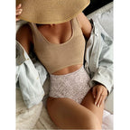 Swimwear Women Slimming Seaside Conservative One Piece Swimsuit Color Matching Swimsuit