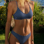 Bikini Polka Dot Print Low Waist Sexy Split Quick Drying Bikini Swimsuit Women WithWind