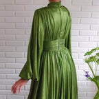 Vestido maxi verde aguacate sexy con cuello halter, cintura ajustada, color popular para primavera y verano para mujer