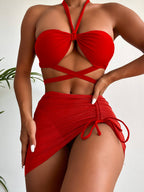 Bikini Solid Color Three Piece Split Swimsuit Bikini Fantastic
