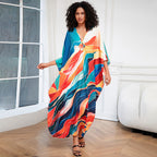 Bata holgada de talla grande para playa, para vacaciones, con estampado de posicionamiento, para mujer