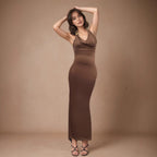 Vestido elegante con cuello en V y cuello halter para mujer, vestido de verano de alta calidad, vestido sexy.