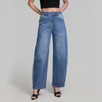 Blue High Street Wide Leg Highly Elastic Jeans for Women Summer High Looking Slimming Matchet Pants Women JinRen