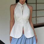 Women Clothing Design Lace-up Sleeveless Vest All Match Sexy Backless Halter Top Kigali