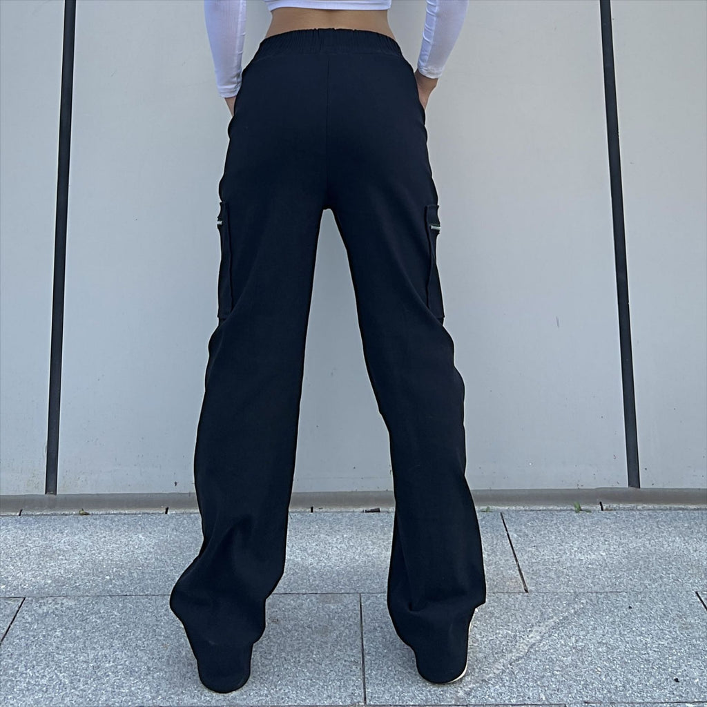 Pantalons tendance pour femmes, pantalons cargo tendance, pantalons à poches et fermetures éclair, pantalons amples de style urbain à jambes droites, pantalons de ville