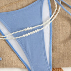 Sexy Bikini Backless Bandage Halter Cut out Bikini Swimsuit Bikini Twingo