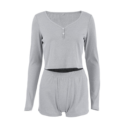 Pijama corto de manga larga de punto para mujer, cómodo, ajustado, transpirable, para uso en el hogar, se puede usar en exteriores.