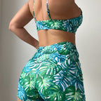 Tropical Plant Print Bikini Swimsuit Suit