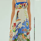 Sexy Sling Graffiti Cotton Linen Printed Large Swing Dress Women XINXI
