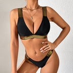 Swimsuit Outer Single Solid Color Special Golden Elastic Bikini Women Seperated Swimwear Triangle Bikini Flash wave
