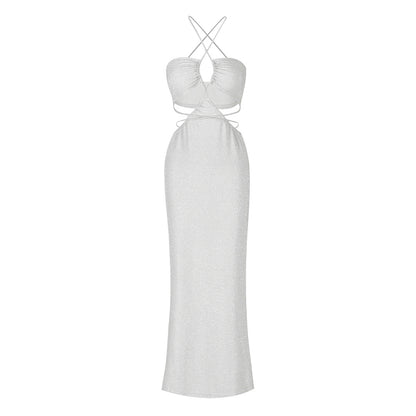 Sexy Cutout Siamese Beach Women Dress Solid Color